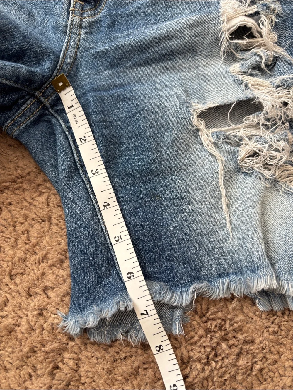 KanCan Light Blue Distressed Long Denim Shorts